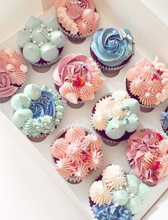 59 Pretty Cupcake Ideas for Wedding and Any Occasion : Pastel Buttercream