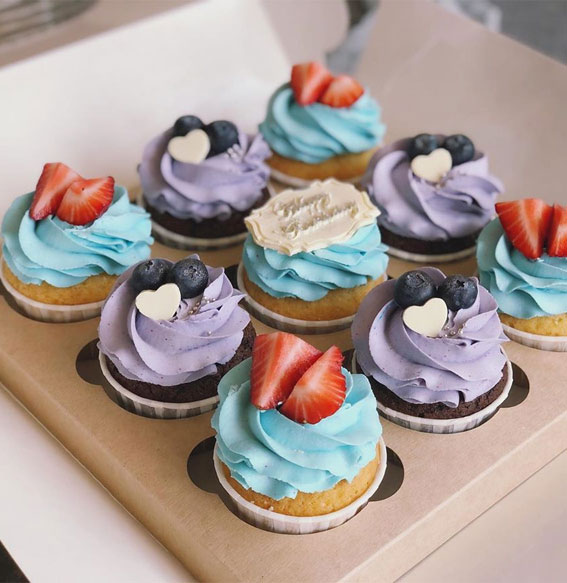 59 Pretty Cupcake Ideas for Wedding and Any Occasion : Blue and Lavender Cupcakes