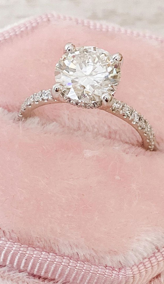 micro pave engagement ring, engagement rings with Glamorous Charm - Gorgeous engagement ring #engagementring #engaged #diamondring #diamondengagementring #wedding #engagementrings #engagementringselfie #uniqueengagementring