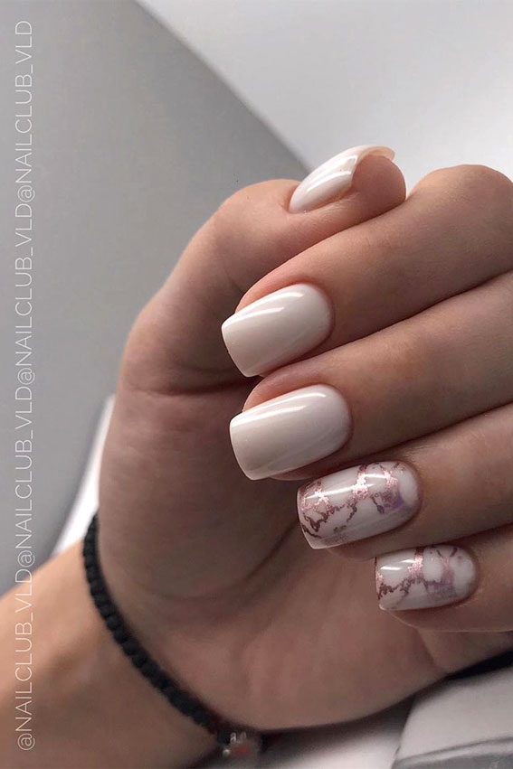 49 Cute Nail Art Design Ideas With Pretty & Creative Details : Pink nails with marble effect