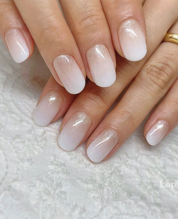 bridal nails, wedding nails, pink nude nail design, french nail designs, nail designs #naildesigns #nailart glitter nails, pink nails with glitter