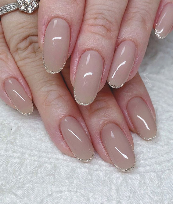 glitter french nails, bridal nails, wedding nails, pink nude nail design, french nail designs, nail designs #naildesigns #nailart