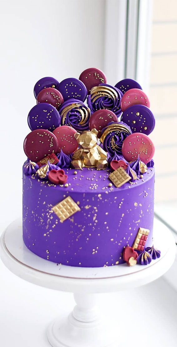 47 Cute Birthday Cakes For All Ages : Purple cake