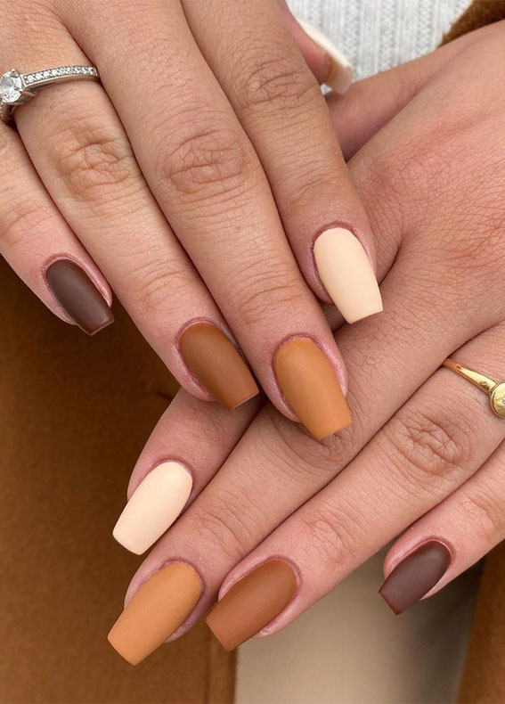 fall nail colors, mismatched fall nails, mismatched fall nail colors, autumn nail colors #fallnails #autumnnailcolors