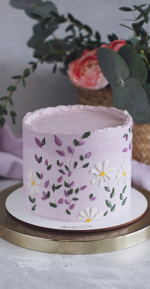 47 Cute Birthday Cakes For All Ages : floral hand painted cake