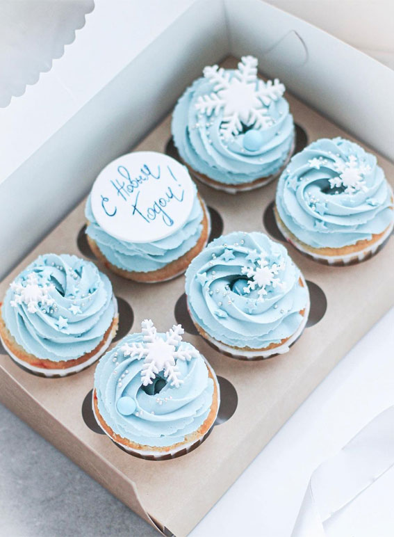 59 Pretty Cupcake Ideas for Wedding and Any Occasion : Frosty blue buttercream