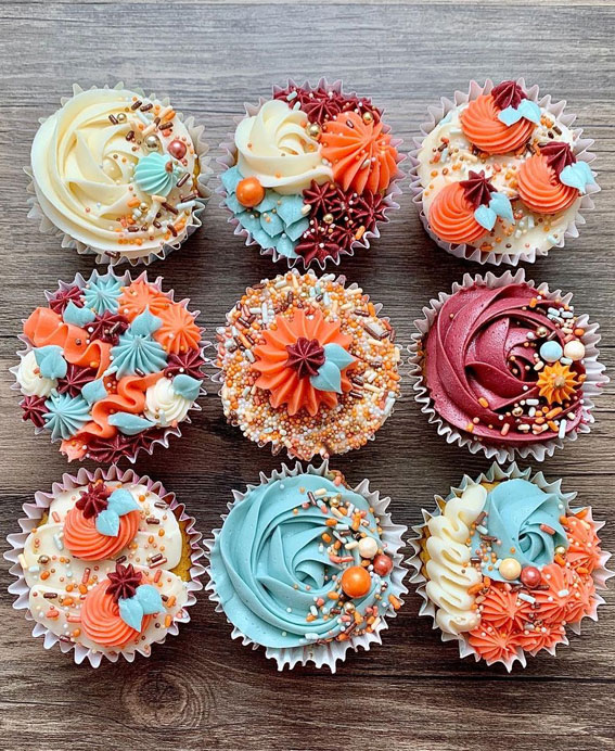 59 Pretty Cupcake Ideas for Wedding and Any Occasion : Autumn colours