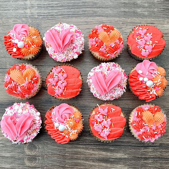 59 Pretty Cupcake Ideas for Wedding and Any Occasion : Deep Pink, Peach, Watermelon