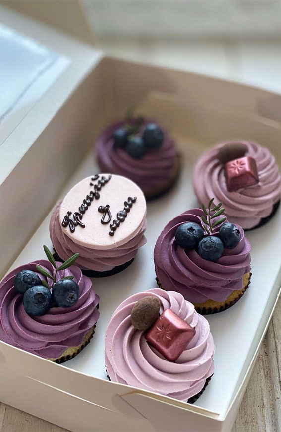 59 Pretty Cupcake Ideas for Wedding and Any Occasion : Ombre purple buttercream