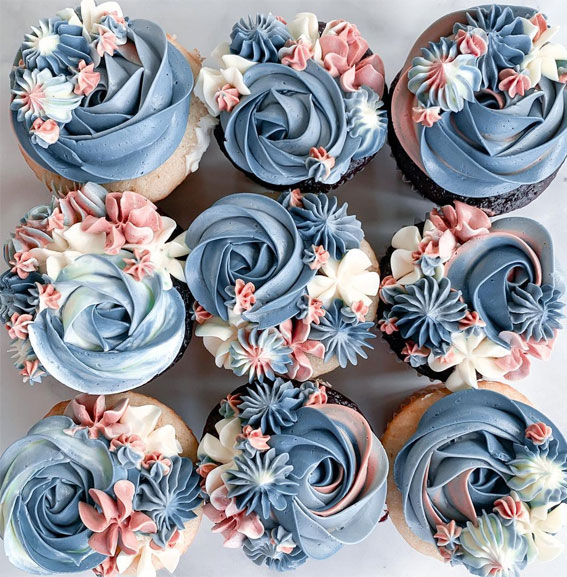 59 Pretty Cupcake Ideas for Wedding and Any Occasion : Stormy blues