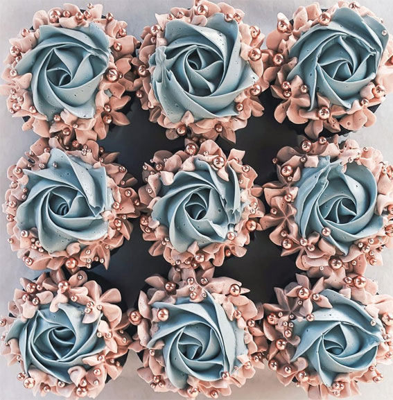 59 Pretty Cupcake Ideas for Wedding and Any Occasion : Smoke and rose gold buttercream