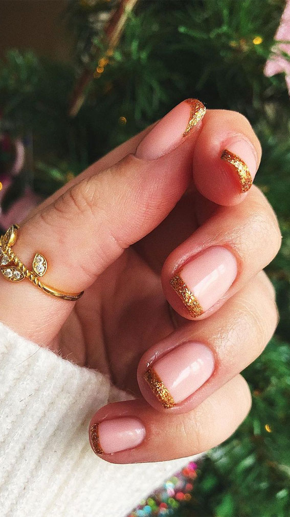 Most Beautiful Nail Designs You Will Love To wear In 2021 : The gold frenchies