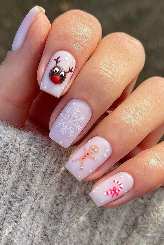 Festive Christmas Nail Art Ideas : Nude Pink Christmas Nails