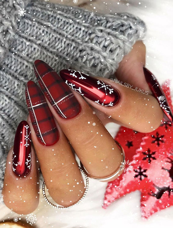 red christmas nail , christmas nails glitter, christmas nails, christmas nails acrylic, christmas nail designs 2020, christmas nails 2020, christmas nail ideas, christmas nail ideas, christmas nail colors, christmas nails 2020 coffin, festive nails, winter nails 2020, snowflake nails #snowfalkenails #christmasnails #festivenails