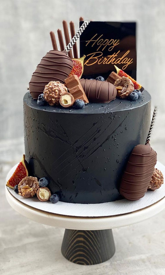 47 Cute Birthday Cakes For All Ages : Black birthday cake