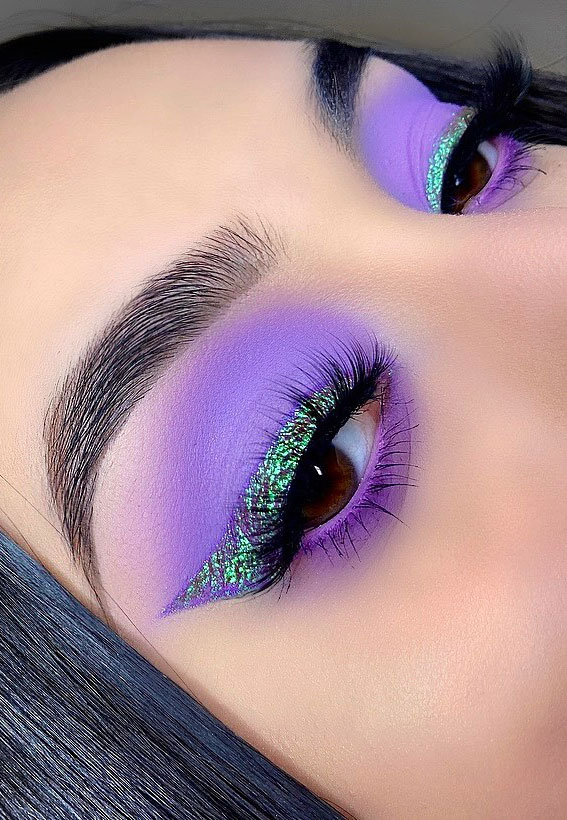 Gorgeous Makeup Trends To Be Wearing in 2021 : Bright Purple and Green