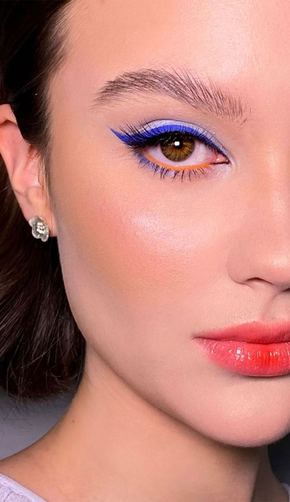 Gorgeous Makeup Trends To Be Wearing in 2021 : Blue & Orange Makeup Look
