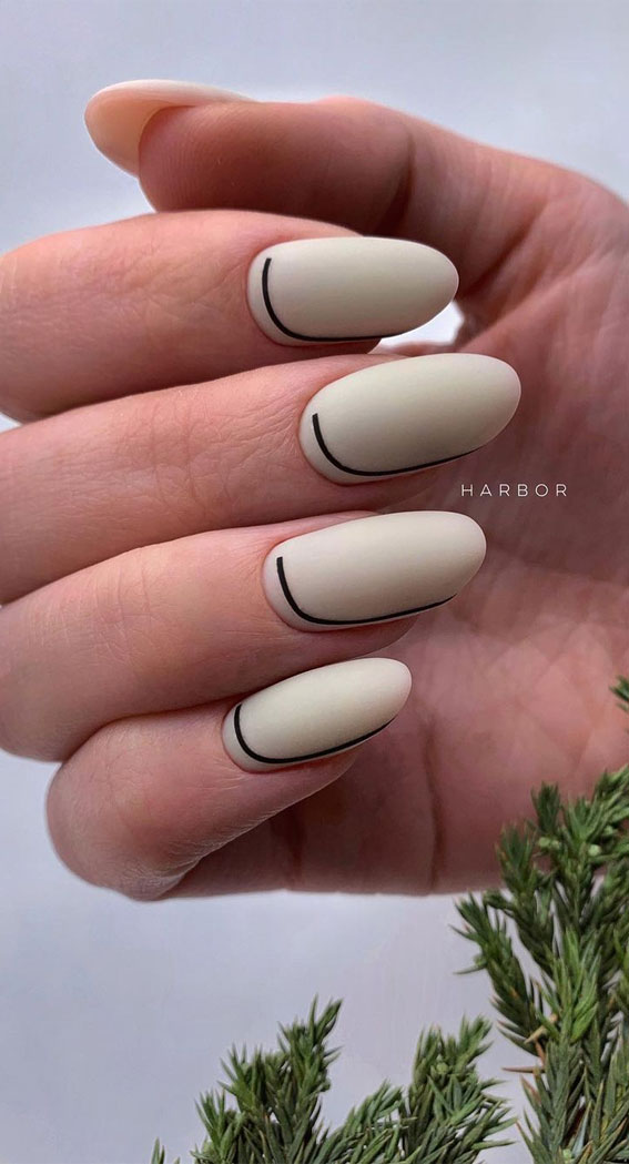 Most Beautiful Nail Designs You Will Love To wear In 2021 : Simple matte beige-grey nails