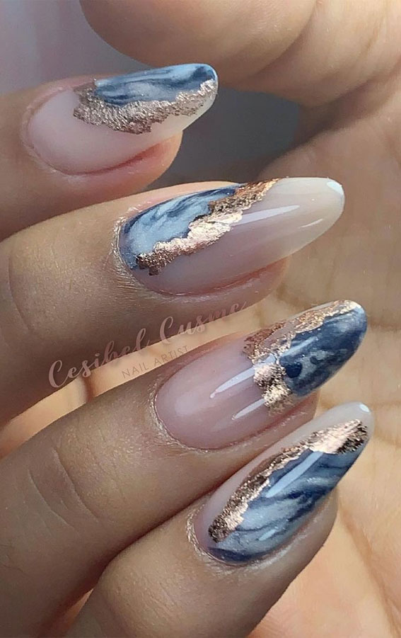 Glossy Medium Square Nails Purple Marble Print Press - Temu