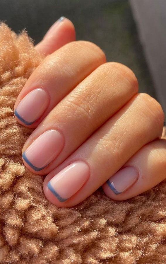 Most Beautiful Nail Designs You Will Love To wear In 2021 : Blue French Tips