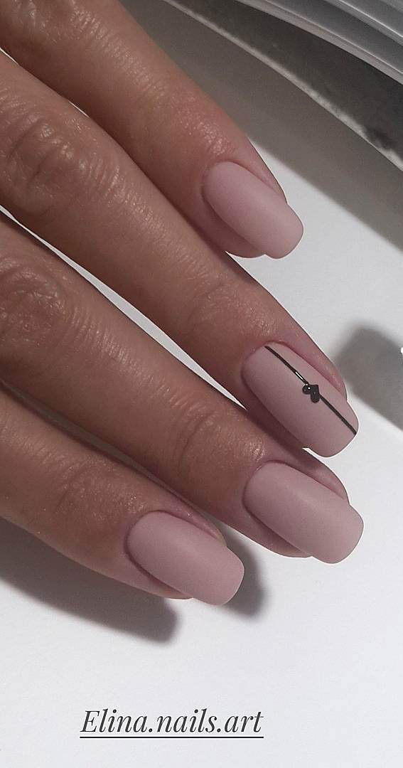 minimalist valentines nails, valentine's day nails 2021, nude nails, nude nails with love heart, simple valentine's nails, simple valentines nails