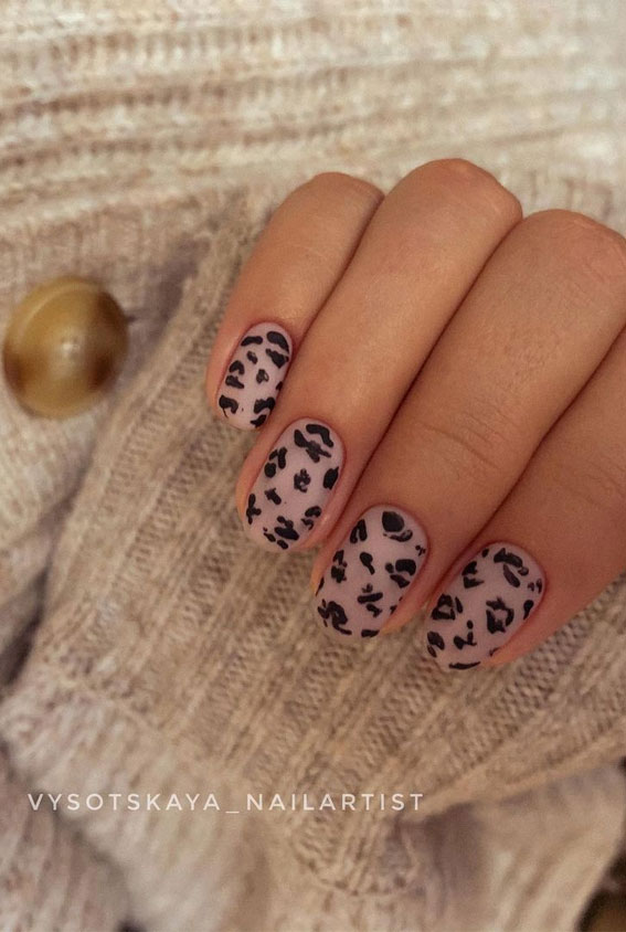 Most Beautiful Nail Designs You Will Love To wear In 2021 : Cheetah matte nails