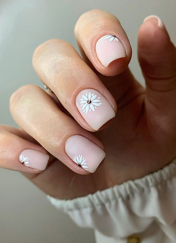 Most Beautiful Nail Designs You Will Love To wear In 2021 : Floral on Matte Nails
