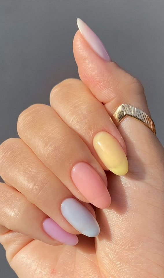 Most Beautiful Nail Designs You Will Love To wear In 2021 : Pastel Milky sheers
