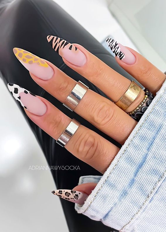 Most Beautiful Nail Designs You Will Love To wear In 2021 : Animal print French nails