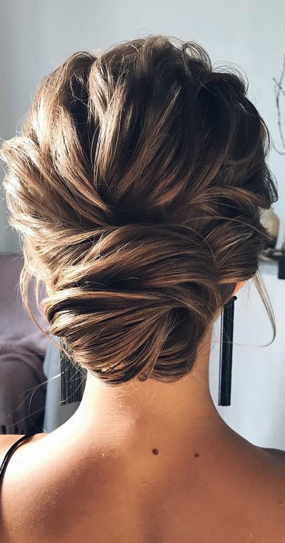 updos for every hair type and length : Textured Updo for Medium Length