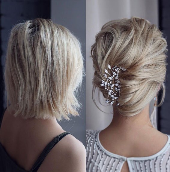 Before and After Updos For Every Hair Type and Length : Textured Updo for Short Hair