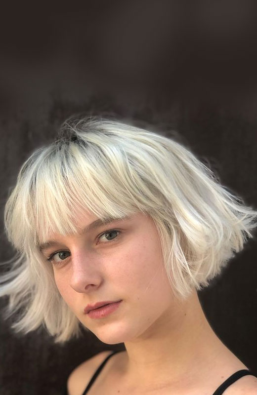 Best haircuts & Hairstyles To Try in 2021 : blonde bob haircut with bangs