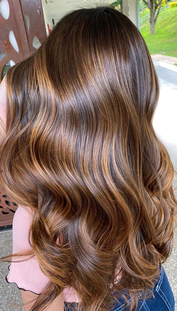 summer hair colors, copper hair color, chocolate mocha hair color, hair color ideas 2021, chocolate brown hair, brown hair, dark brown hair, brown hair colors, chocolate hair color