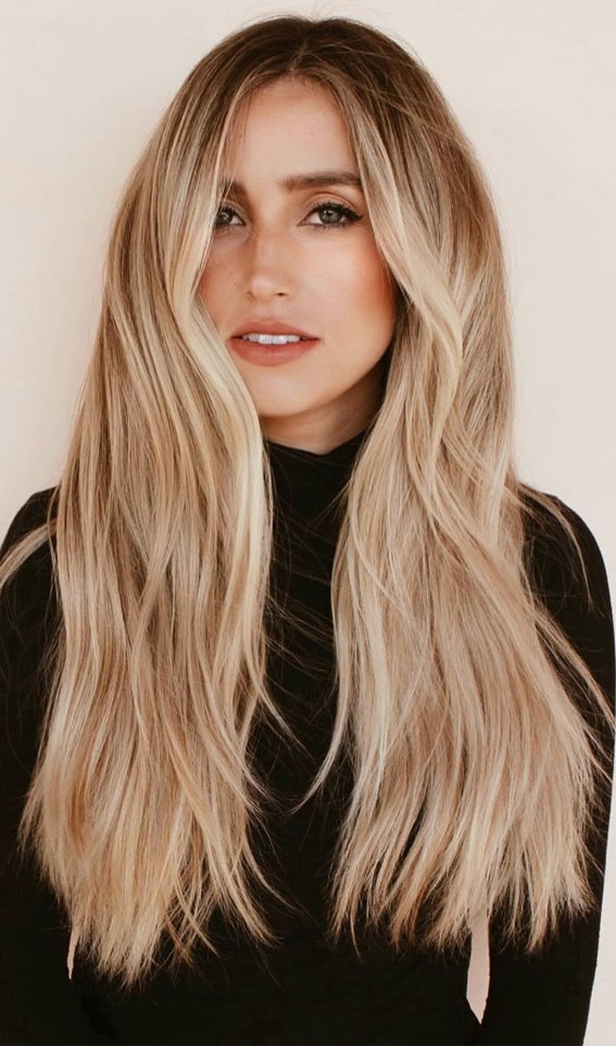 Best Hair Colours To Look Younger : Shadow root blonde hair colour idea