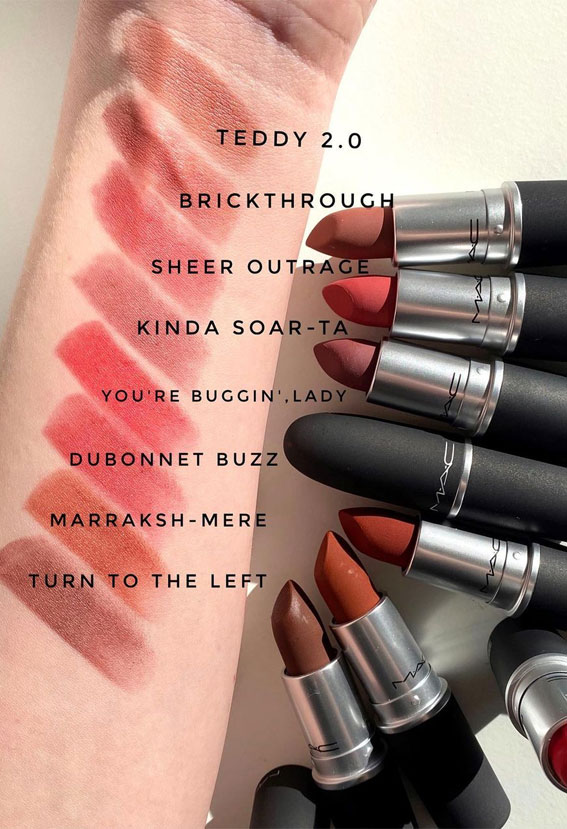 8 Shades of Mac Powder Kiss Lipstick Swatches