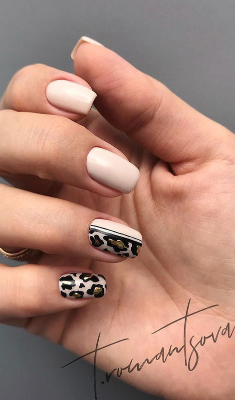 These Will Be the Most Popular Nail Art Designs of 2021 : Nude and leopard nails