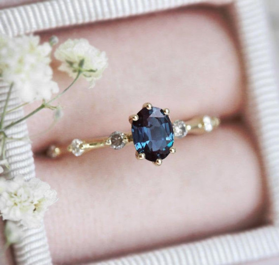 Utterly Beautiful Engagement Rings You’ll Want To Own : Blue Diamond Wedding Band