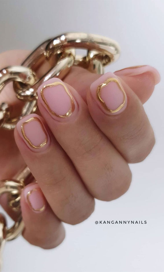 These Will Be the Most Popular Nail Art Designs of 2021 : Minimalist gold outline nails