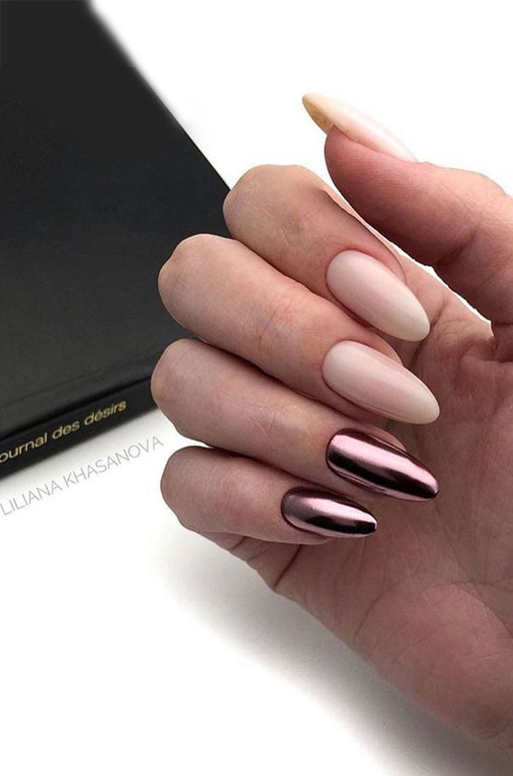 These Will Be the Most Popular Nail Art Designs of 2021 : Pink and mauve chrome nails