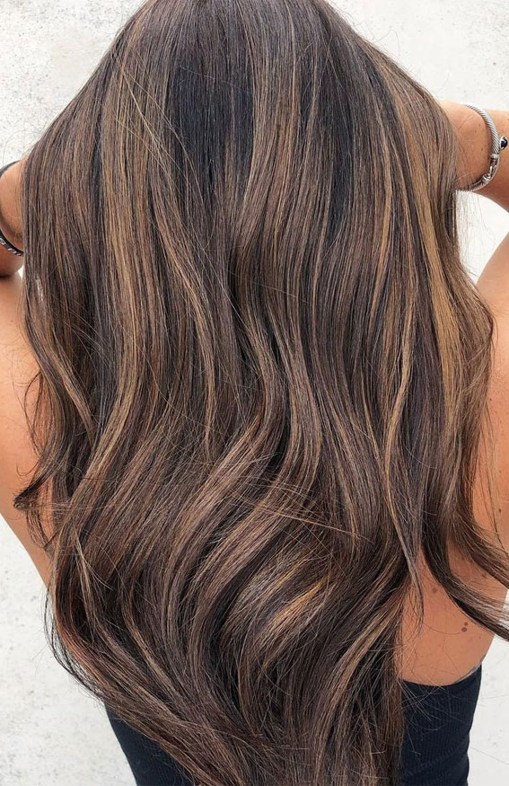 70 Hottest Brown Hair Colour Shades For Stunning Look : Chocolate Caramel Swirl