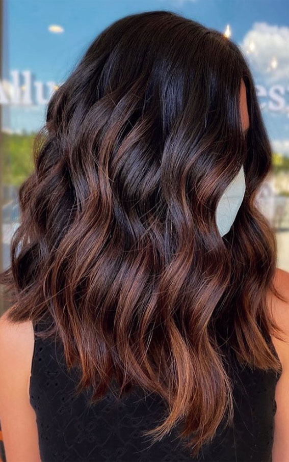 70 Hottest Brown Hair Colour Shades For Stunning Look : lob with dark brown