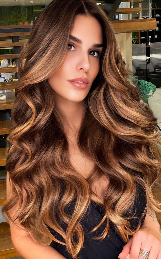 70 Hottest Brown Hair Colour Shades For Stunning Look : Dark chocolate with  bright caramel
