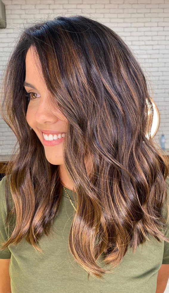 70 Hottest Brown Hair Colour Shades For Stunning Look : Cinnamon Balayage
