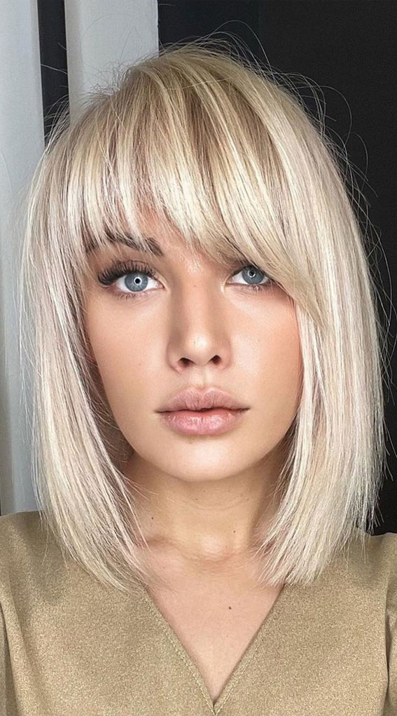 Best haircuts & Hairstyles To Try in 2021 : Blonde with Fringe