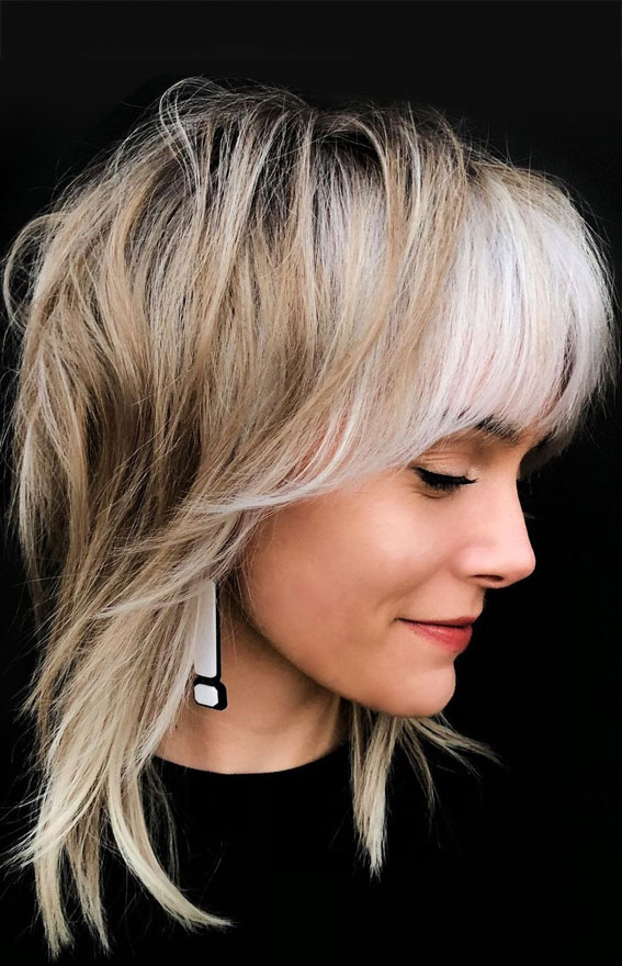 Best haircuts & Hairstyles To Try in 2021 : Cute shag with fringe
