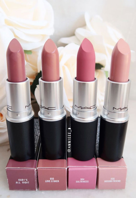 42 Mac Lipstick Swatches 2021 – Four Pretty Neutral Mac Lipsticks