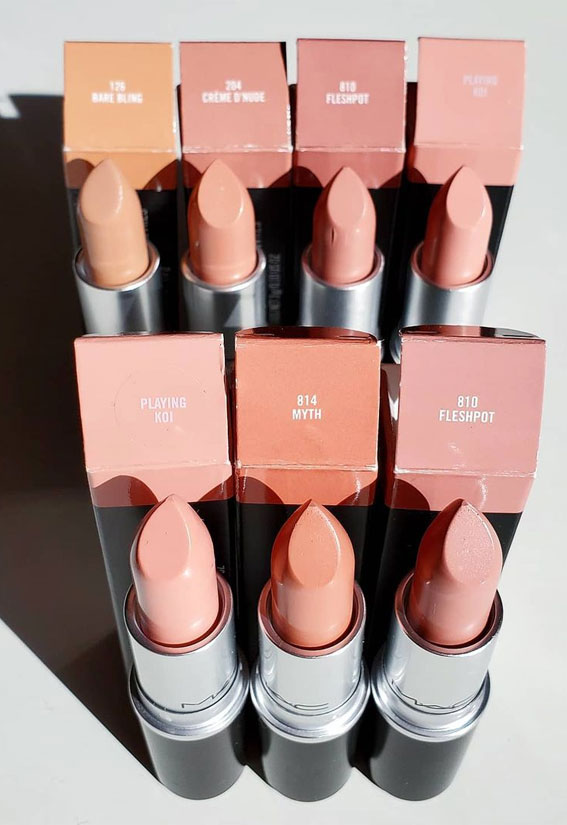 42 Mac Lipstick Swatches 2021 – five shades of neutral lipstick