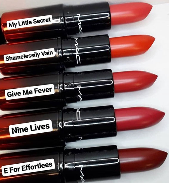 42 Mac Lipstick Swatches 2021 – Five Lipsticks Love me Mac collection