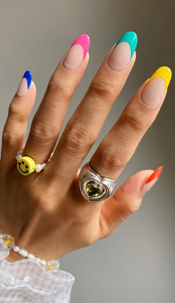 These Will Be the Most Popular Nail Art Designs of 2021 : Different bright colour each nail