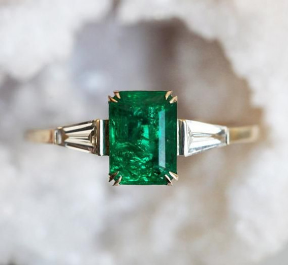 54 Popular Styles of Engagement Rings : Emerald cut solitaire